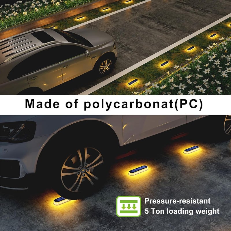 DetarZinLED Solar Step Lights Outdoor Waterproof LED, 4 Pack Warm White Flat Solar Powered Deck Lights for Outside, Stick on Light Bar for Stair, Dock, Patio, Garden, Path, Walkway, Driveway, Porch - Image 5